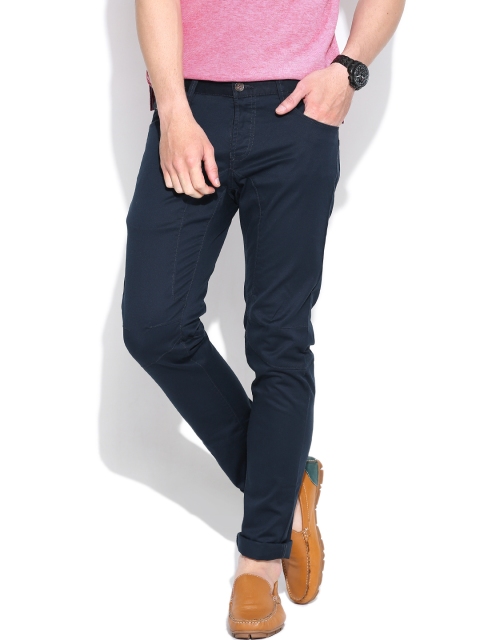 

Blackberrys Navy Panelled Casual Trousers, Navy blue