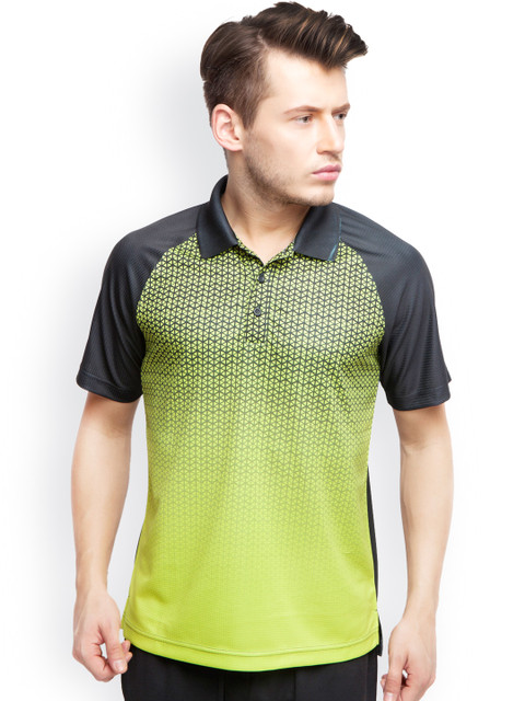 

Alcis Men Green & Black Printed Slim Fit Polo T-shirt