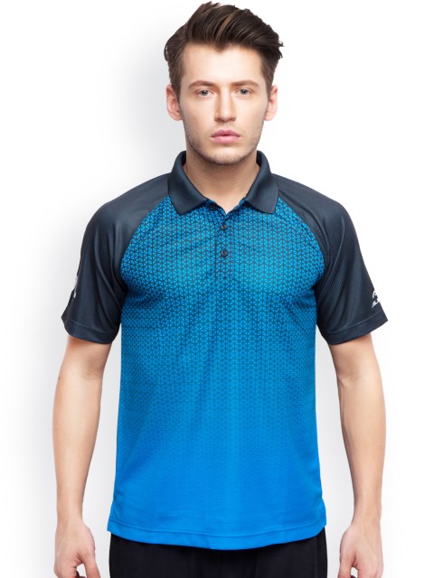 

Alcis Men Light Blue & Navy Printed Slim Fit Polo T-shirt