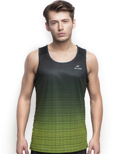 

Alcis Men Black & Green Sleeveless Printed Slim Fit T-shirt