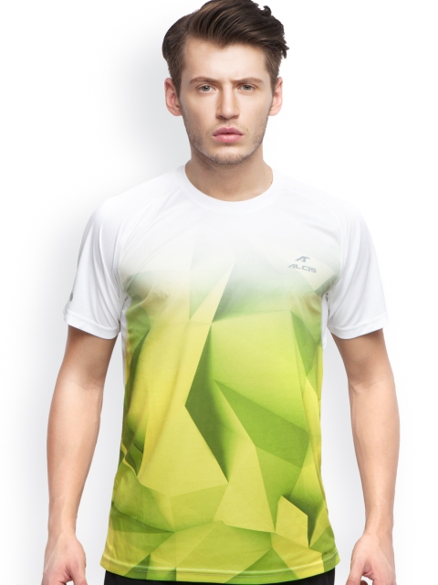 

Alcis Men Green & White Printed Slim Fit T-shirt
