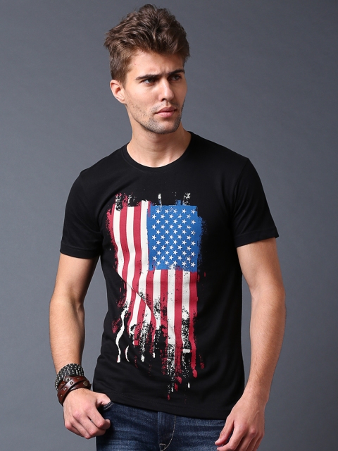 

Moda Rapido Men Black Printed T-shirt