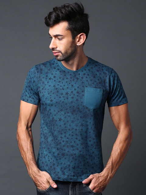 

Moda Rapido Blue Printed T-shirt