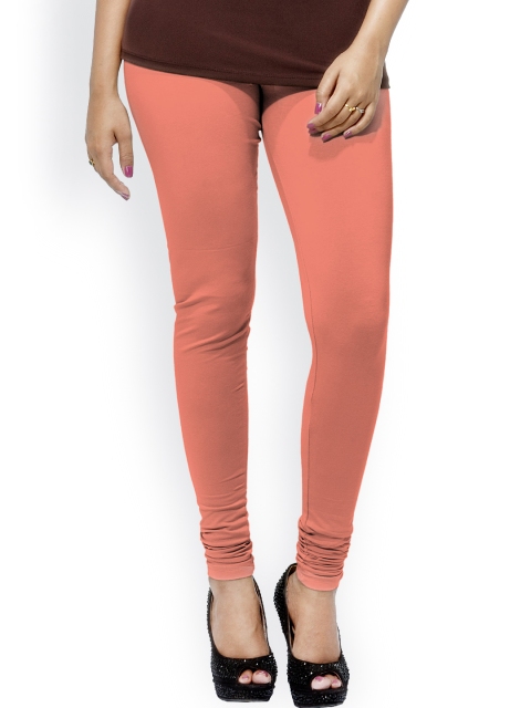 

Go Colors Women Coral Pink Solid Churidar Length Leggings