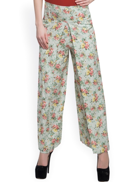 

Clovia Green Floral Print Palazzo Trousers