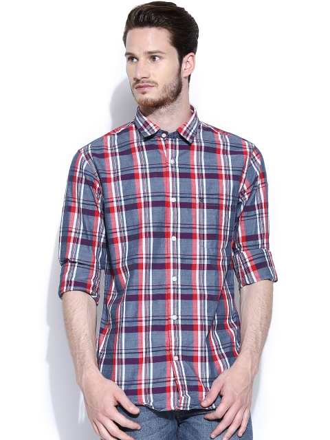 

IZOD Blue & Red Checked Casual Shirt