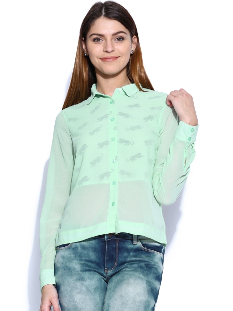 

Vero Moda Mint Green Printed Sheer Shirt