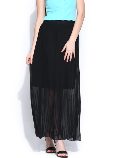 

Tokyo Talkies Black Accordion Pleated Maxi Skirt