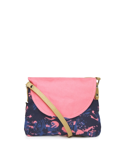 

Kanvas Katha Blue & Pink Printed Sling Bag