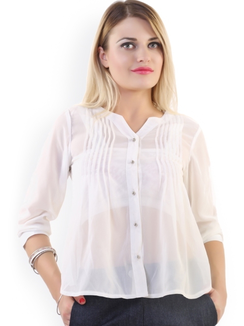 

Belle Fille White Pintuck Top