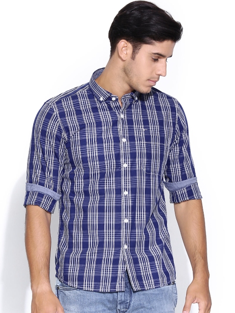 

Flying Machine Blue Checked Casual Shirt