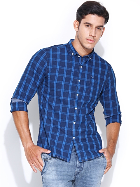 

Flying Machine Blue Checked Casual Shirt