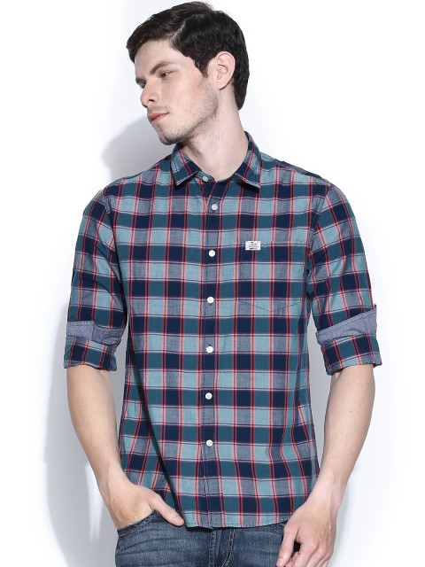 

Flying Machine Blue Checked Casual Shirt