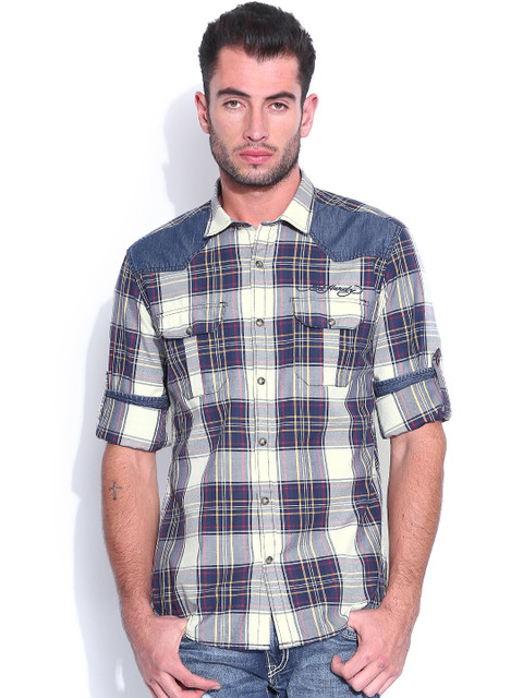 

Ed Hardy Blue & Off-White Checked Shirt