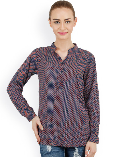 

Hapuka Navy & Maroon Printed Top, Navy blue
