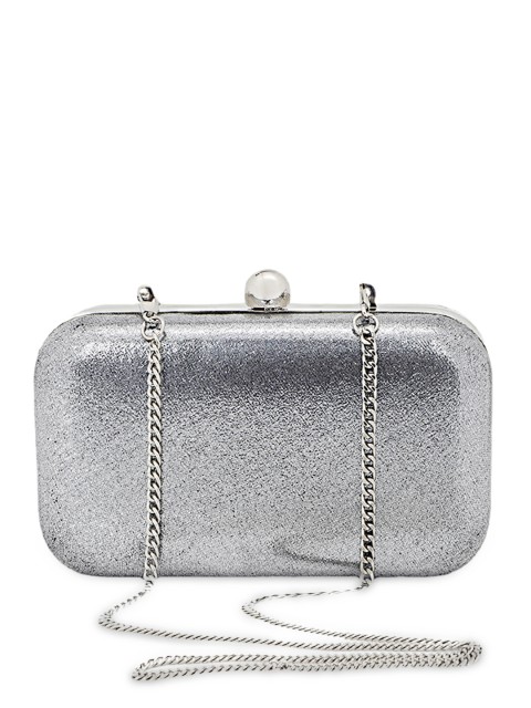 

Berrypeckers Silver-Toned Box Clutch