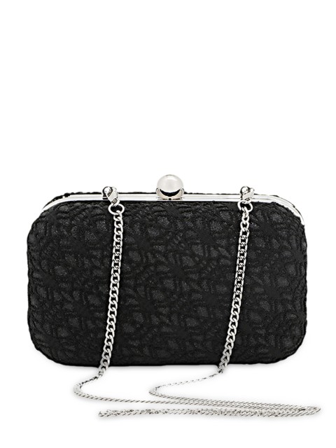 

Berrypeckers Black Lacy Box Clutch