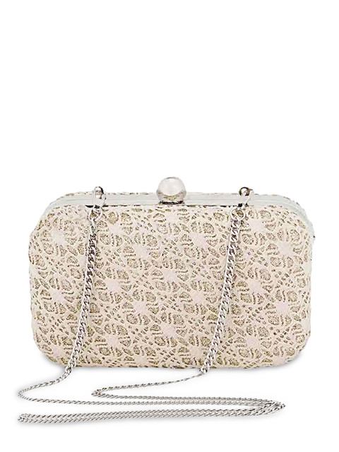 

Berrypeckers Beige Lacy Box Clutch