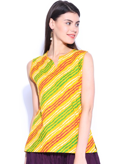 

Vishudh Yellow Striped Pure Cotton Top
