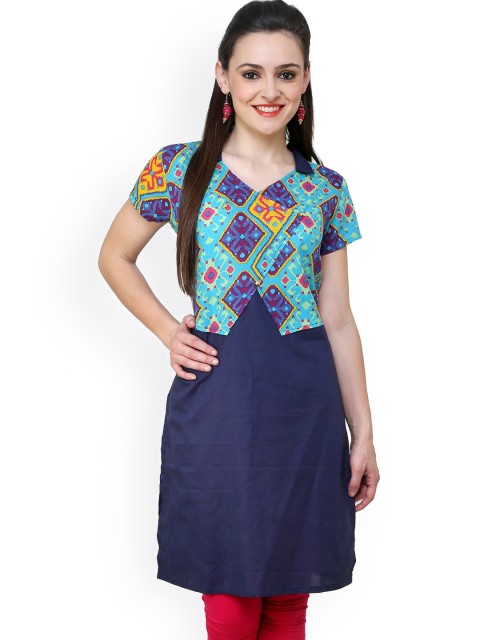

Pannkh Blue Printed Kurta
