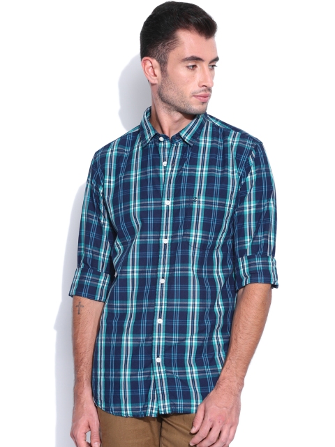 

IZOD Blue & Green Checked Slim Fit Casual Shirt