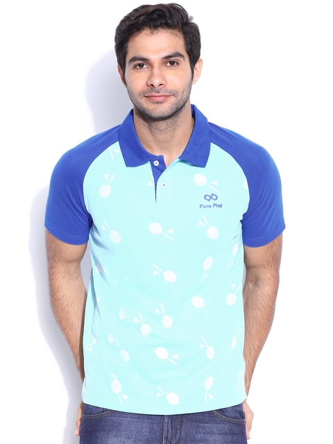 

Pure Play Blue Printed Polo T-shirt