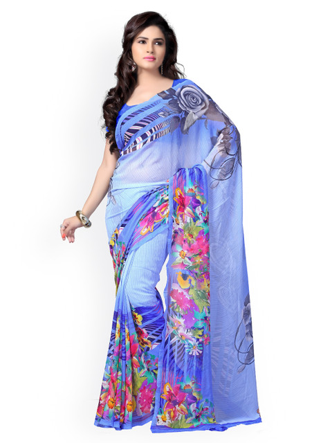 

Vaamsi Blue Georgette Printed Saree