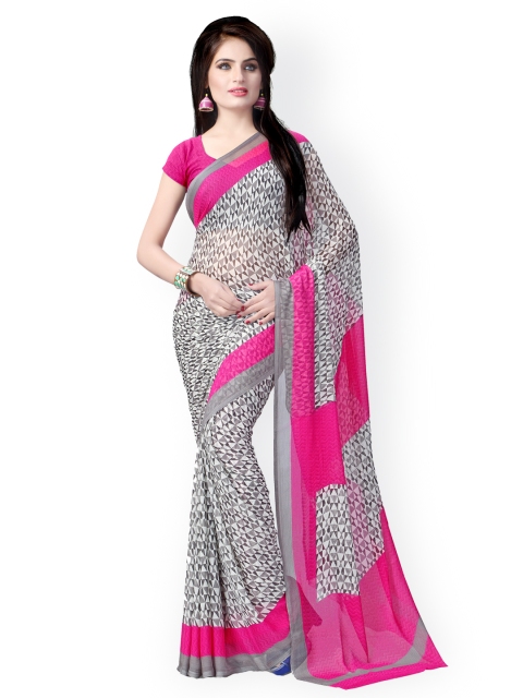 

Vaamsi Pink & Grey Chiffon Printed Saree