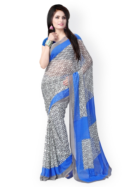 

Vaamsi Blue & Grey Chiffon Printed Saree
