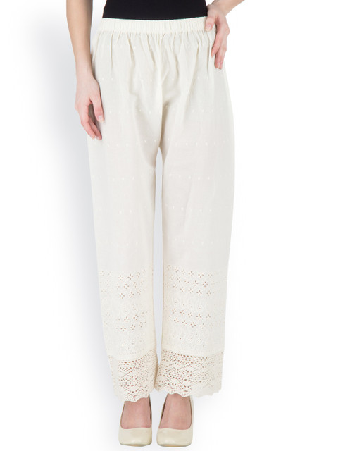 

Castle Off-White Embroidered Straight Palazzo