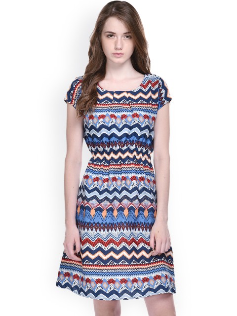 

Ruhaans Multicoloured Printed Fit & Flare Dress, Multi