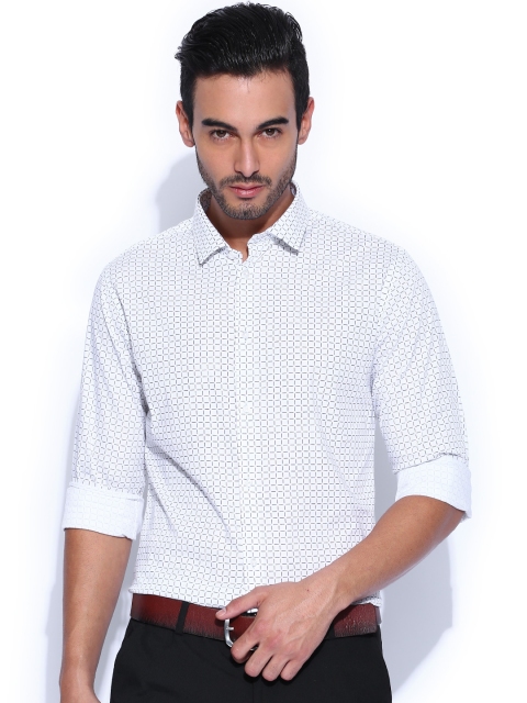 

Arrow New York White & Black Printed Semiformal Shirt