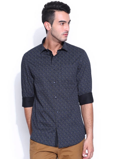 

Arrow New York Black & Blue Printed Slim Fit Casual Shirt
