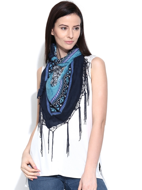 Citypret Blue Printed Scarf