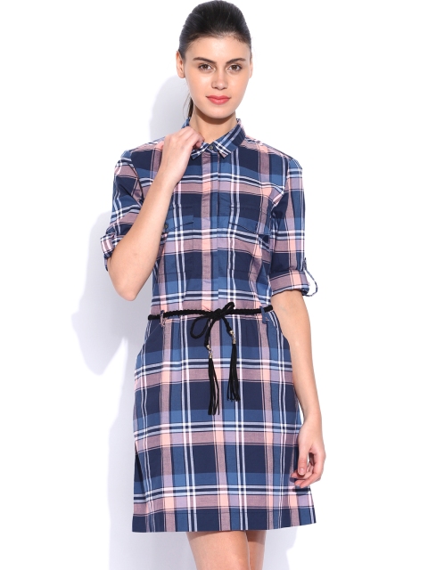 

Tokyo Talkies Blue & Pink Checked Shirt Dress