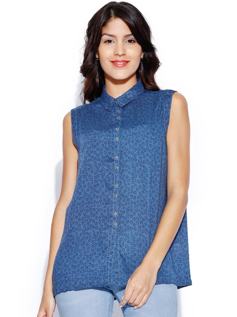 

Tokyo Talkies Blue Printed Shirt
