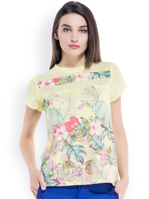 

Kazo Yellow Printed Top