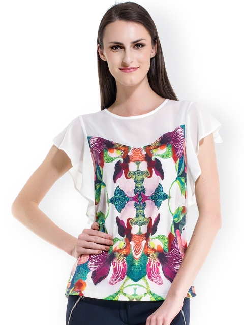 

Kazo White Printed Flared Sleeve Top