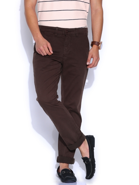 

Nautica Men Coffee Brown Solid Slim Fit Regular Trousers