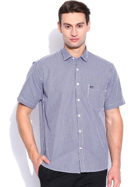 

Arrow Sport Navy & White Checked Regular Sport Fit Casual Shirt, Navy blue