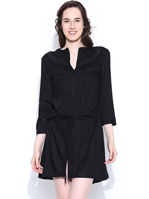

American Swan Black Shirt Dress