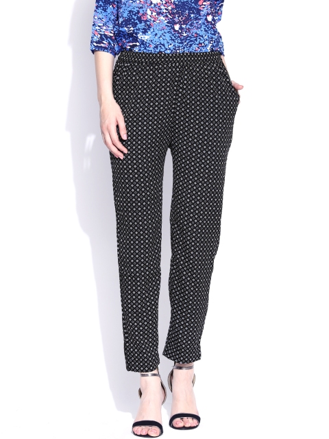 

American Swan Black Printed Trousers