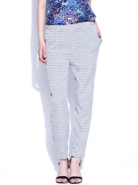 

American Swan Off-White & Blue Printed Trousers