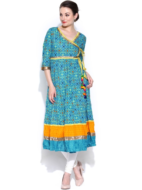 

Vishudh Blue Printed Angrakha Anarkali Kurta