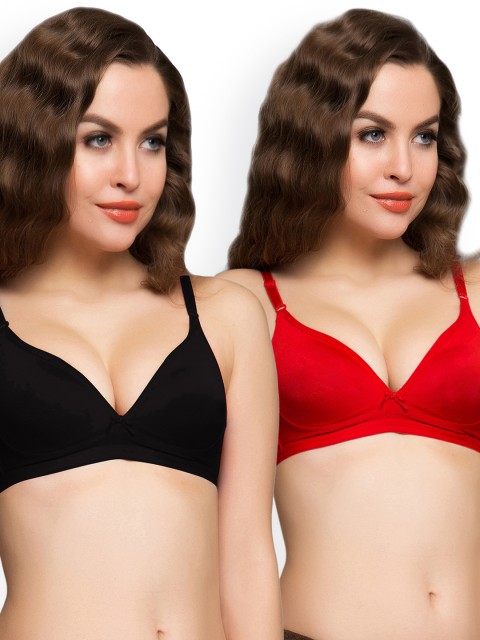 

Clovia Pack of 2 Full-Coverage Bras BR0236P1040C, Red