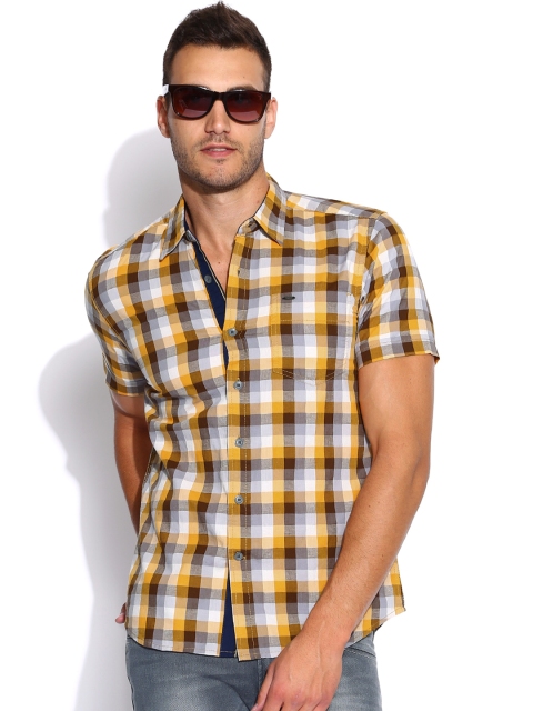 

Lee Orange & Grey Checked Casual Shirt