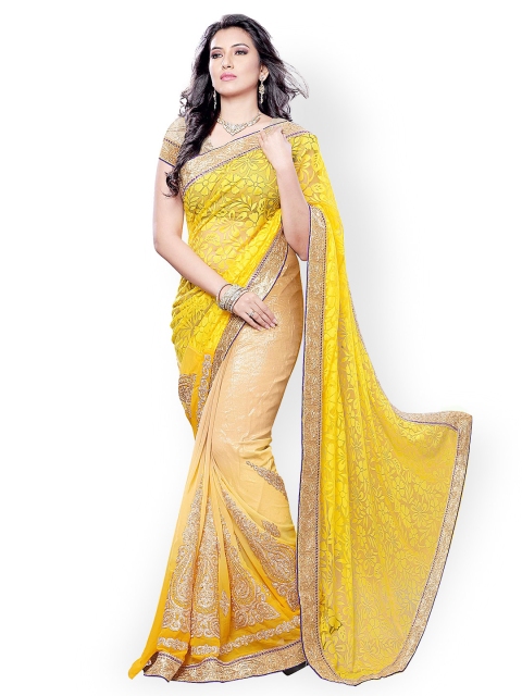

Colors Yellow Embroidered Brasso Fashion Saree