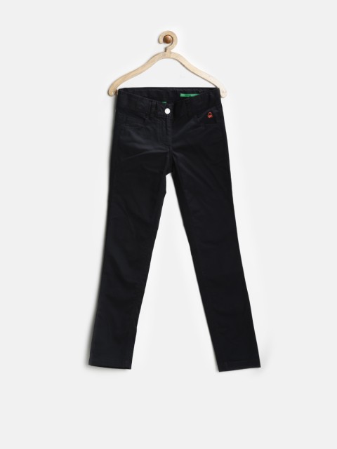 

United Colors of Benetton Girls Black Solid Skinny Stretch Fit Trousers