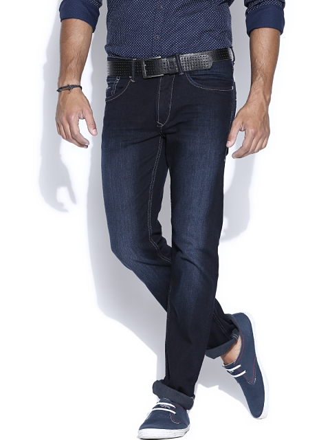 

Flying Machine Navy Washed Michael Slim Stretchable Jeans, Navy blue