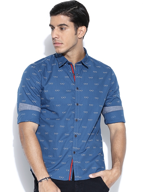 

Flying Machine Blue Printed Casual Shirt